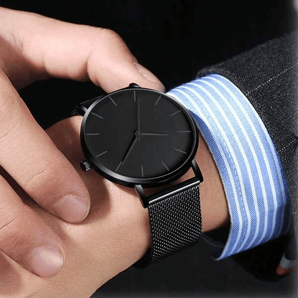 StreamlineMaster - Minimalist Stainless Steel Mesh Belt Watch for Leisure Men