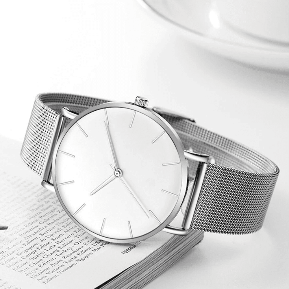 ModernLux - Minimalist Luxury Men's Watch with Stainless Steel Mesh Belt