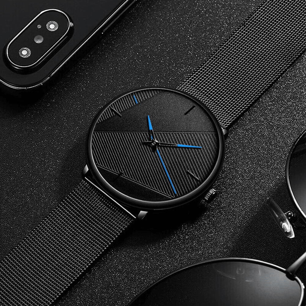 TimelessSimplicity - Men's Business Quartz Watch with Black Mesh Belt