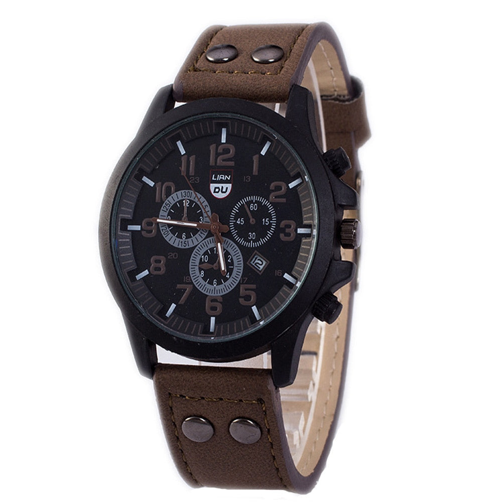 Men's Leather Quartz Watch