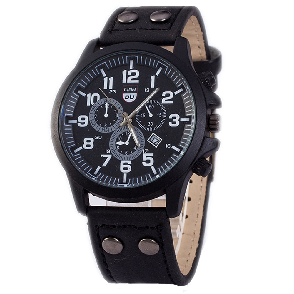 Men's Leather Quartz Watch