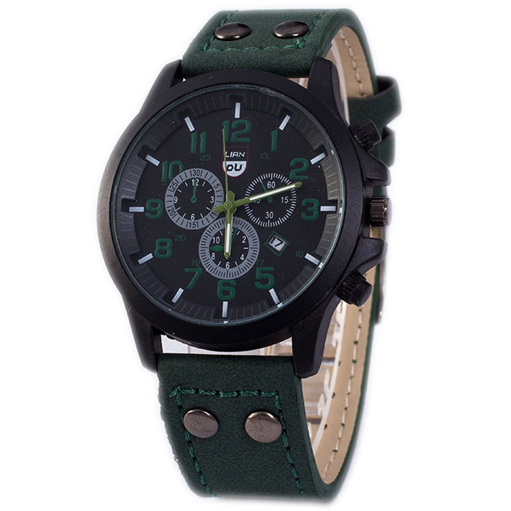 Men's Leather Quartz Watch