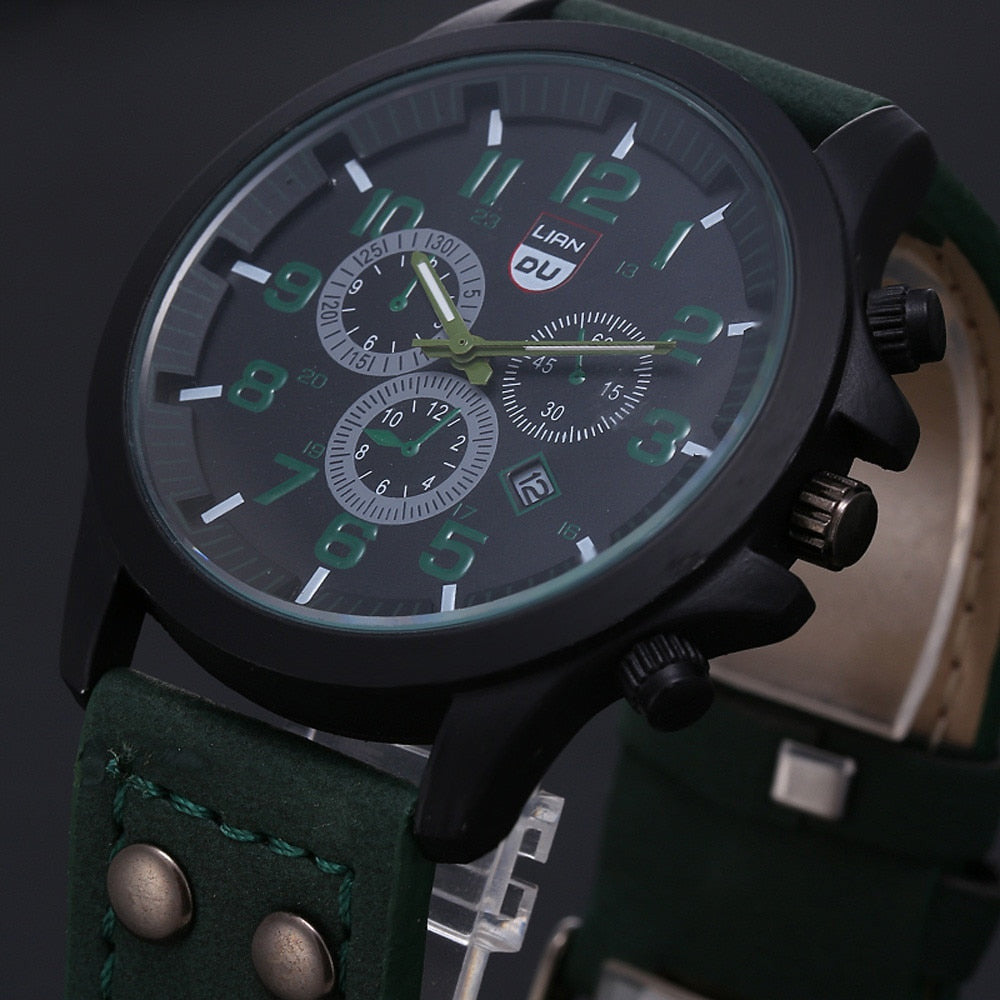 Men's Leather Quartz Watch