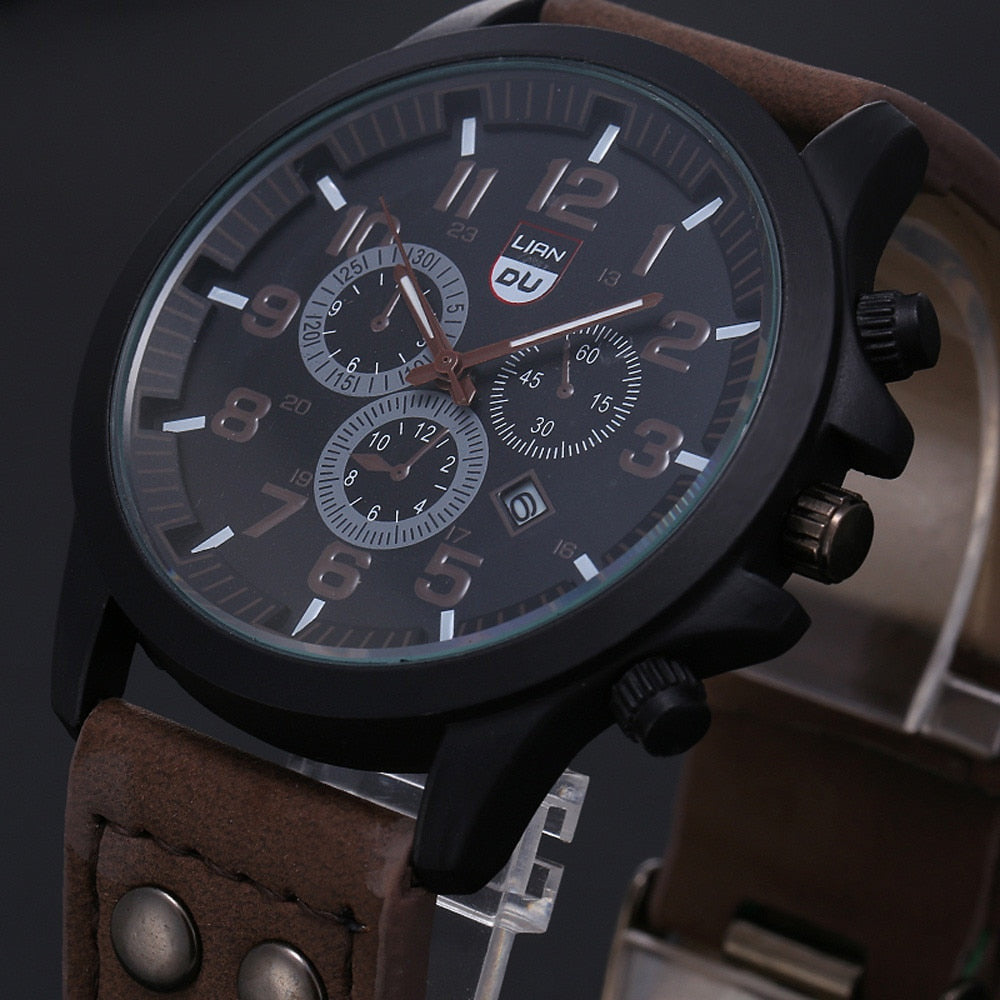 Men's Leather Quartz Watch